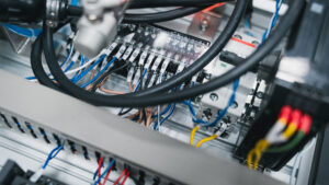 a tangled mess of wires and cables